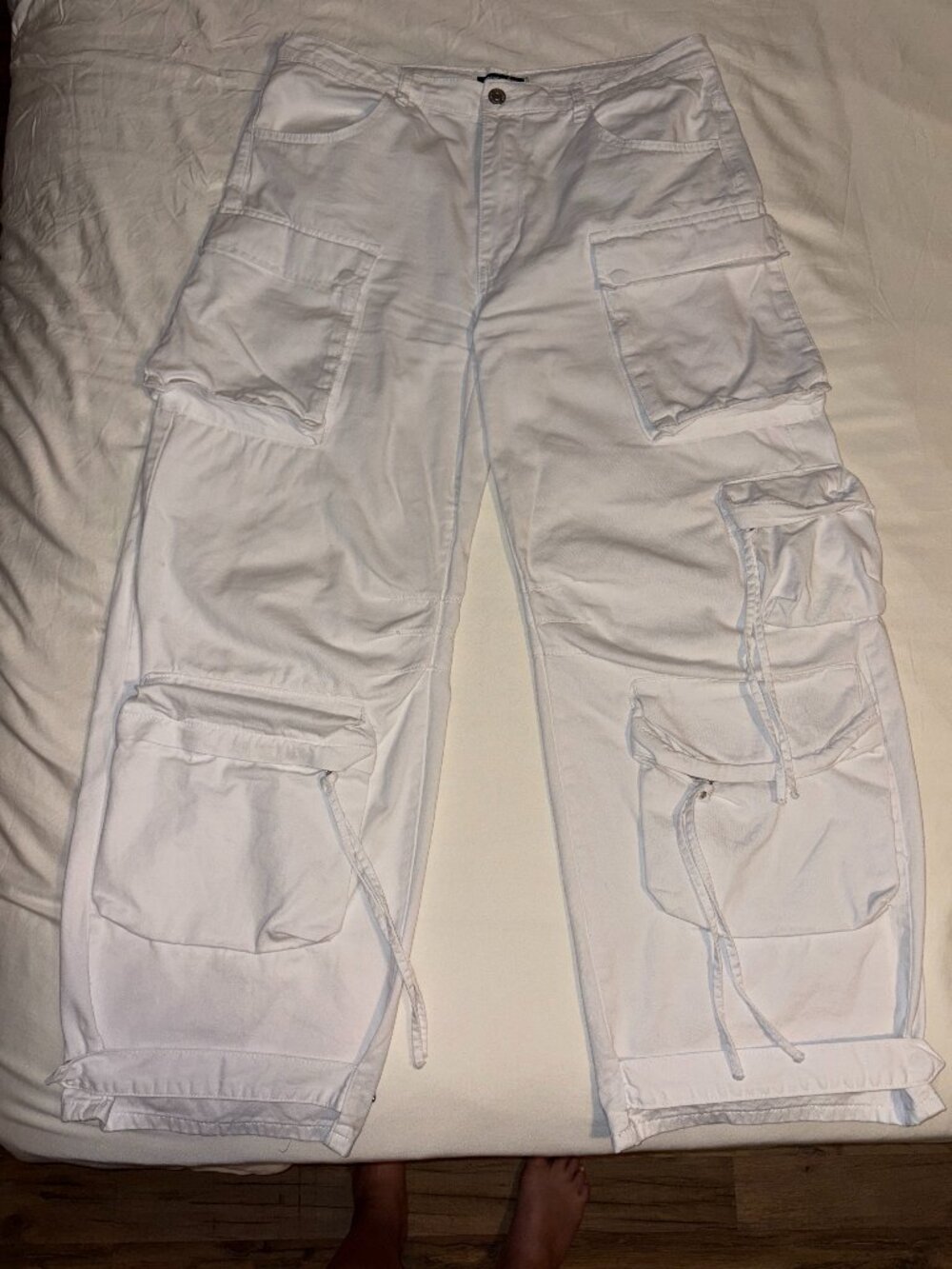 Steve Madden White Y2K Utility Cargo Pants Size L